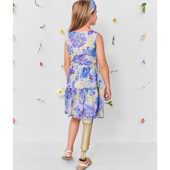 NWT! The Children's Place Girls Floral Tiered Dress in Purple - Size 12 - Picture 4 of 9